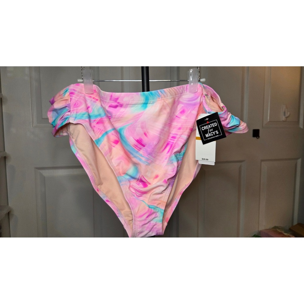 California Waves Plus Pink Marble High Waist Bikini Bottoms Size 3 22/24 NWT